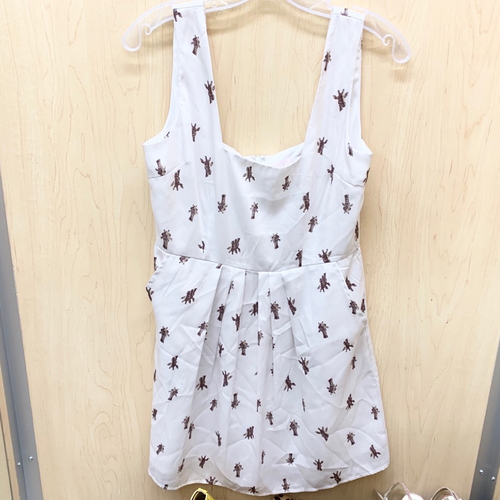 🦒Paper doll white summer dress with giraffes 👗